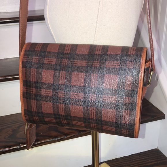 RALPH LAUREN Brown Red Tartan Plaid Crossbody Messenger Saddle Shoulder Bag - Picture 6 of 17